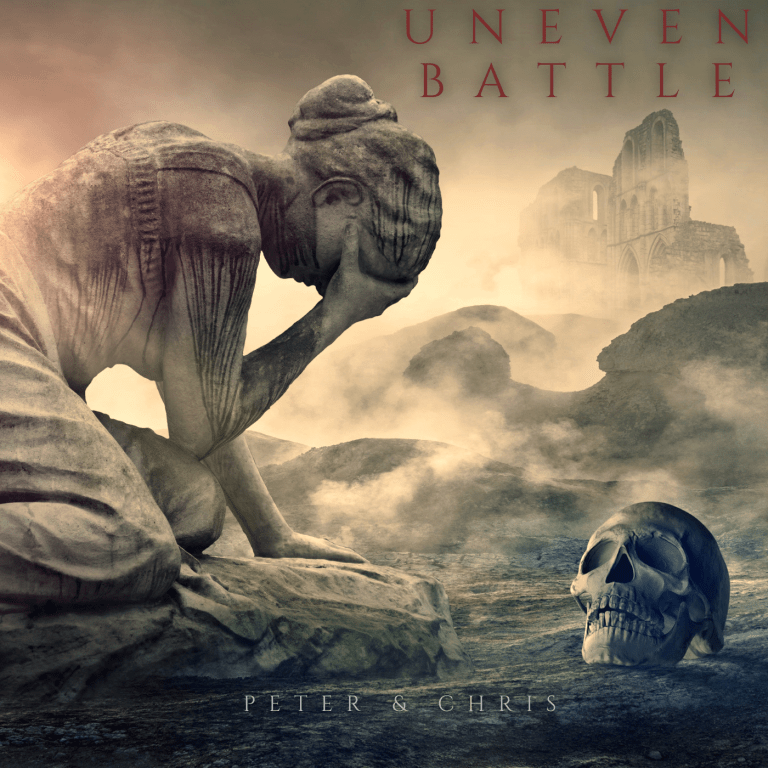 A woman is depicted sitting on the ground, overcome with grief and tears, in front of a solemn human skull. She is hunched over, her body language conveying profound sadness and despair. Her face is contorted with anguish, and tears stream down her cheeks. The human skull before her serves as a somber reminder of mortality and the fragility of life. The contrast between her emotional vulnerability and the stark symbol of death creates a powerful and introspective composition, evoking themes of loss, mortality, and the complexities of human emotions