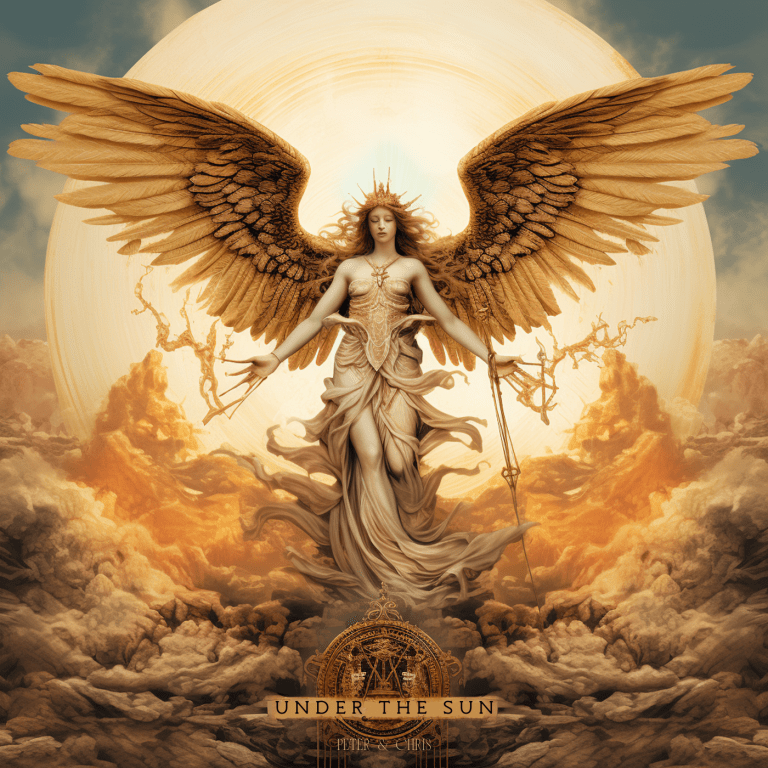 An ethereal angelic figure stands gracefully in the middle of the vast ocean, bathed in the warm and gentle embrace of sunlight. The angel's radiant wings spread wide, glistening with golden light as they catch the sun's rays. The serene expression on the angel's face exudes tranquility and a sense of divine presence. The surrounding ocean reflects the brilliance of the sunlight, creating a serene and peaceful atmosphere. This enchanting scene captures the celestial beauty of an angel amidst the natural splendor of the open sea, evoking a sense of awe, serenity, and spiritual wonder